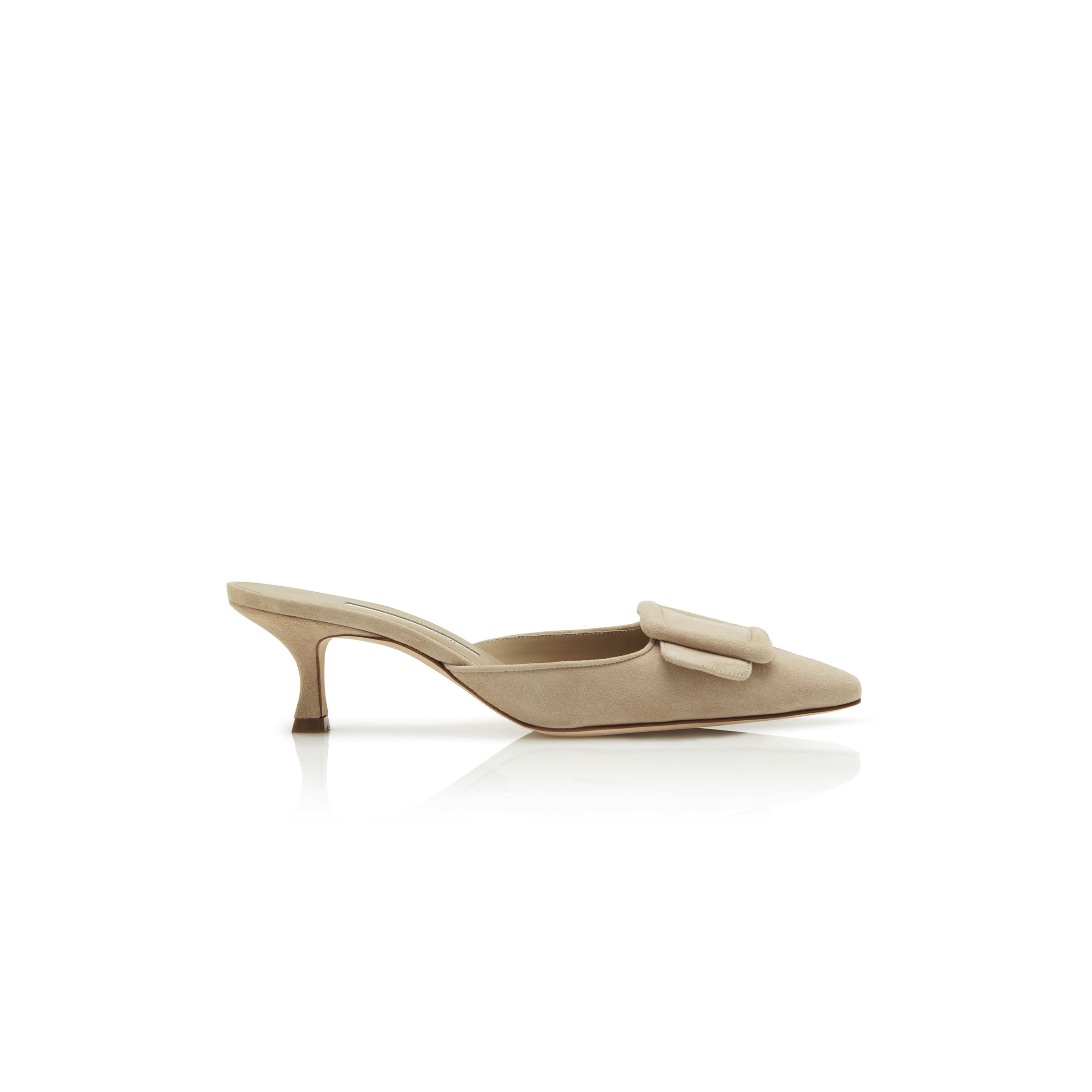 man010 B1ahn*k maysale beige suede kitten heel mules 9xx-0246-0009